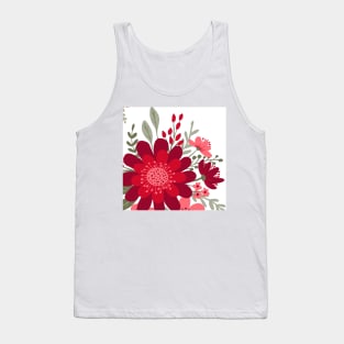 Red Pink Floral Art Tank Top